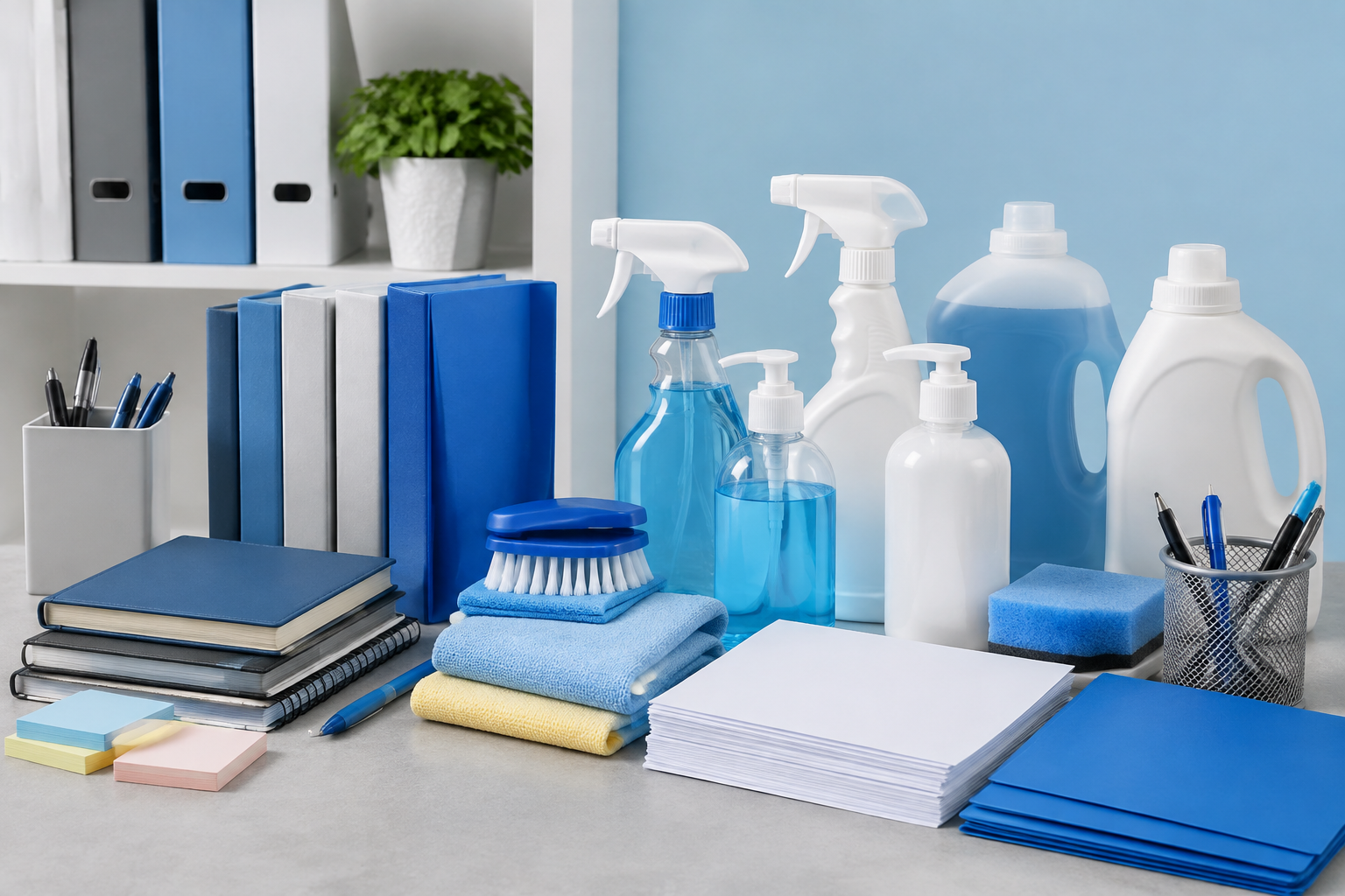 Produtos profissionais de limpeza e material de escritório